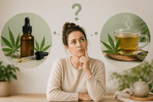 punca se sprašuje ali CBD kapljice ali konopljin čaj